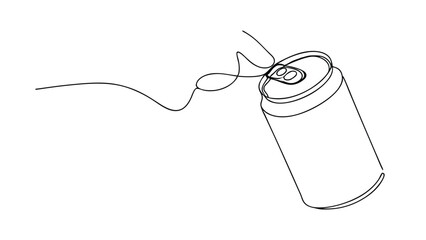 Single Line Drawing of a Tilted Aluminum Soda Can