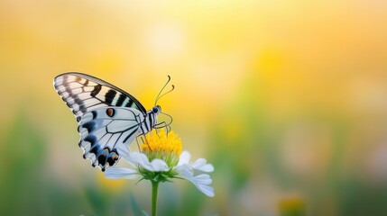Serene image of a butterfly perched on a lone flower, weaving women's day homage and earth day focus