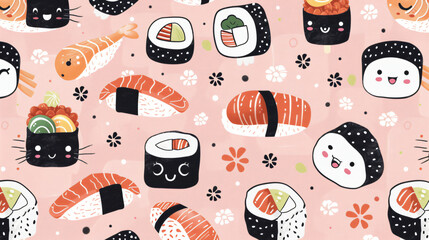 Adorable Japanese Food Pattern Art