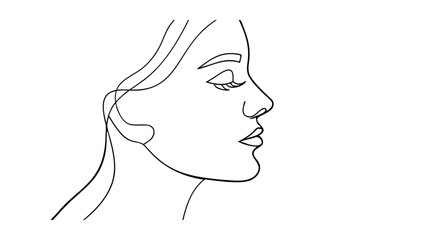 Elegant Minimalist Line Art Female Face Profile Drawing Sketch