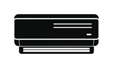 air conditioner black silhouette vector, air conditioner silhouette, black vector icon, cooling system illustration, HVAC symbol, climate control design  