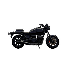 Isolated Black Vintage Motorcycle