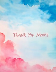 「カラフルな水彩背景」 淡いブルーとピンクの水彩風背景に、ふんわりとした雲のようなコピースペース