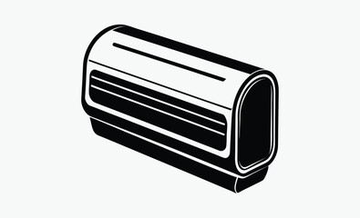 air conditioner black silhouette vector, air conditioner silhouette, black vector icon, cooling system illustration, HVAC symbol, climate control design  
