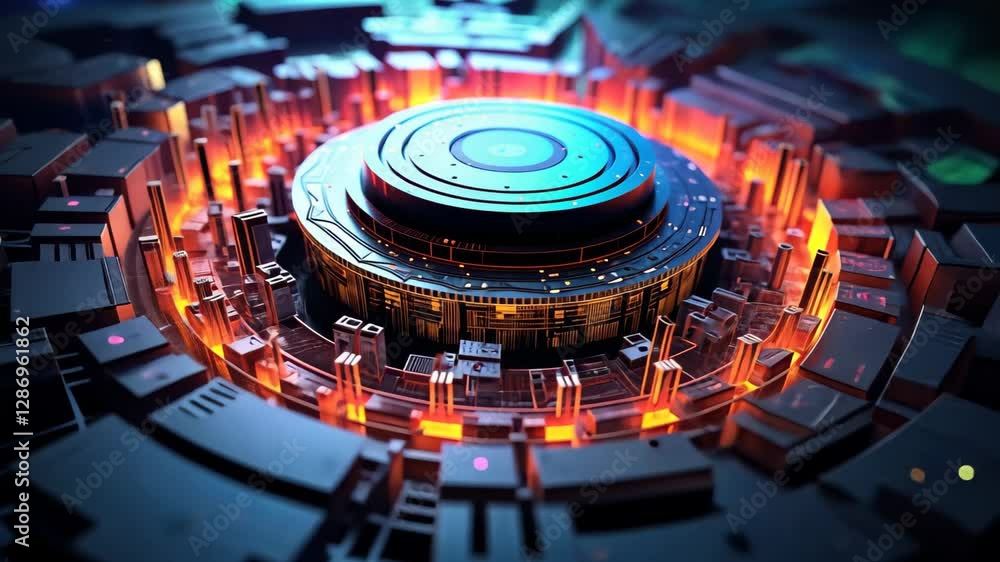 Aufkleber visual representation of quantum computing featuring a dynamic array of vibrant colors illuminating 