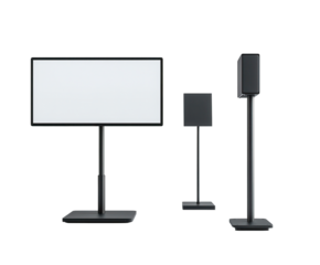 Virtual event setup with a large screen. PNG transparent.