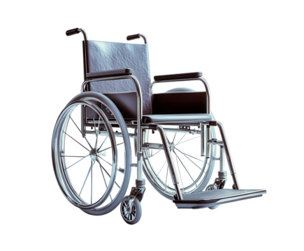 An advanced wheelchair design emphasizing mobility and inclusivity, pure flat white background. PNG transparent.
