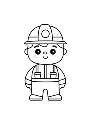 This charming cartoon boy construction worker showcases a friendly smile and safety gear, embodying the spirit of hard work and dedication in a fun manner.