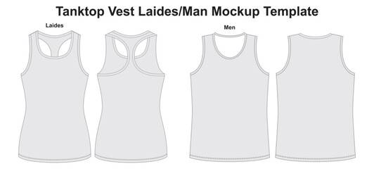 Vest Tanktop Men and laides Mockup Template For Design Streetwear vector