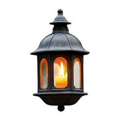 A Gentle Flickering Yellow Flame from a Lantern with a Candle Lit Isolated on Transparent Background