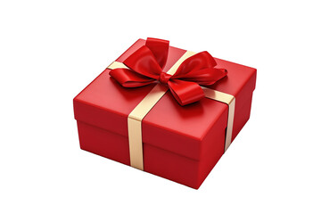 Isolated Red Gift Box with Ribbon