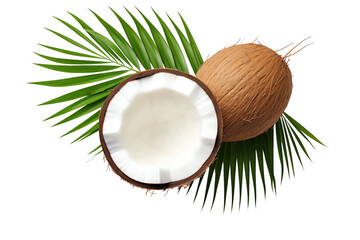 Isolated Coconut with Palm Leaves