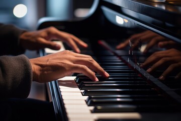 Fototapeta premium Emotional close-up of a pianist’s hands