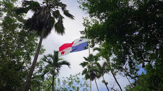 Panama waving flag on green area