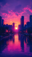 Fototapeta premium A minimalist skyline of a modern city