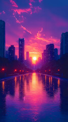 Fototapeta premium A minimalist skyline of a modern city