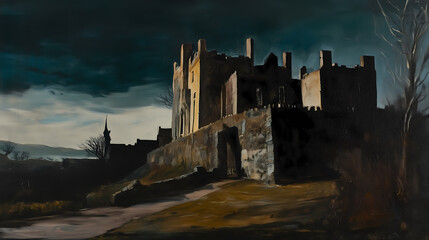 old castle in the night