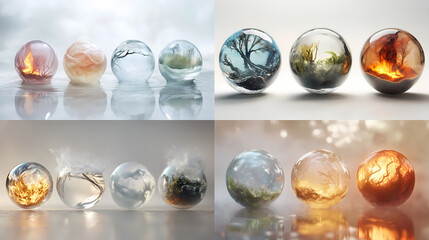 Four translucent spheres