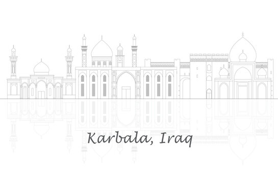 Outline Skyline panorama of city of Karbala, Iraq - vector illustration