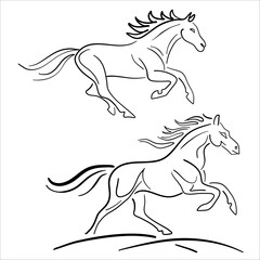Simple clean lineart: horse concept logo set