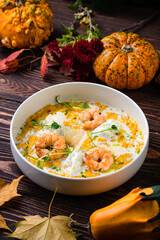 pumpkin risotto with shrimp prawns gambero rosso