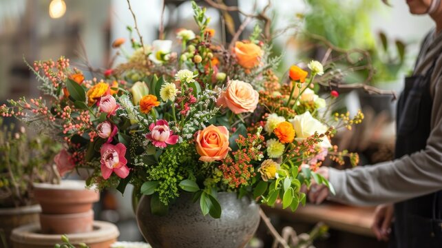 Colorful floral arrangement featuring orange roses and pink peonies in a garden setting,International Plant Appreciation Day