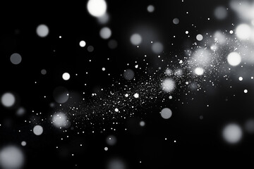 Fototapeta premium Holiday White Snow Bokeh effects on a black background, for a screen or overlay filter, with a festive and magical feel 