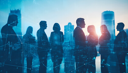 Group of multinational business people and digital technology concept. Management strategy. Human resources recruitment