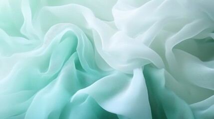 Obraz premium Abstract flowing fabric in shades of teal and white, soft and dreamy