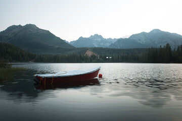 Mountain lake in the high tatra mountains.