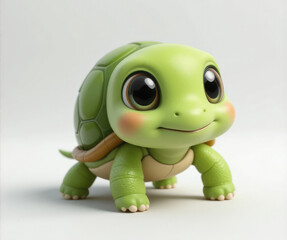 Fototapeta premium Cute Cartoon Turtle Character with Big Eyes and Green Shell