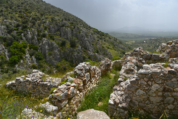 Mycenae, center of Greek civilization, Peloponnese, Greece. Mycenae is a famous archaeological site in Greece. UNESCO World Heritage Site