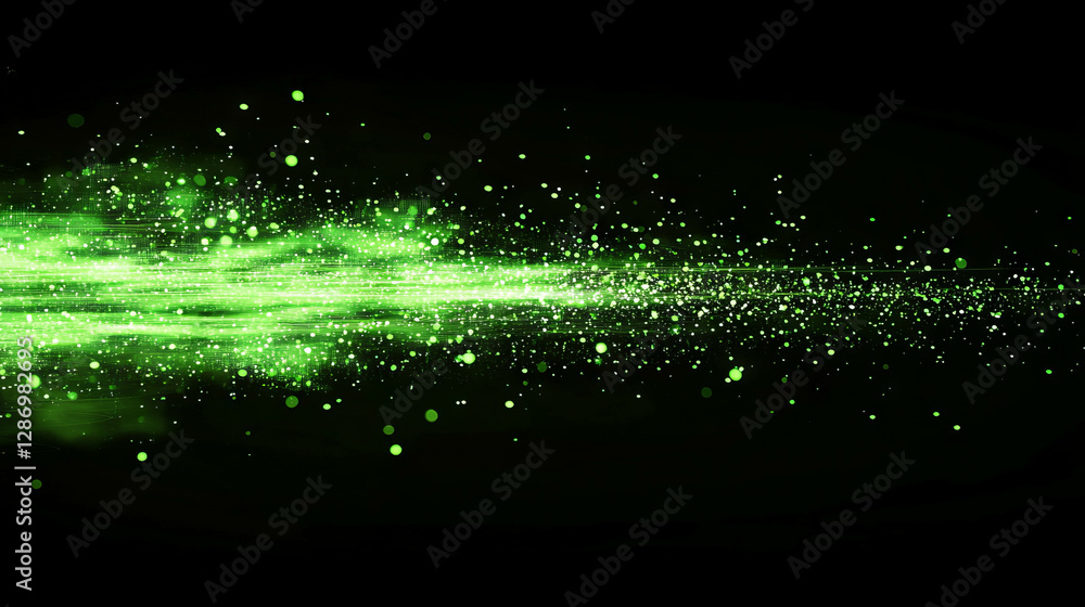 Poster futuristic digital data streams in green abstract background