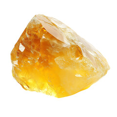 A Smooth Piece of Citrine Stone with a Radiant Yellow Diamond Isolated on Transparent Background