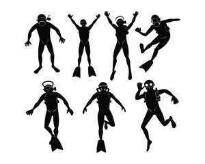 Hand drawn scuba diver silhouette
