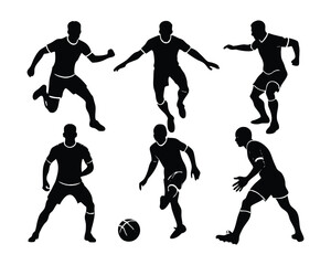 Silhouettes of football players in various poses
