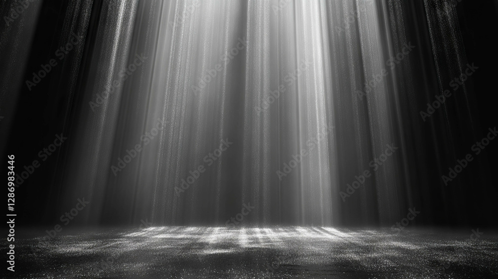 Poster mystical light beams falling in dark background for creative design and visual enhancements