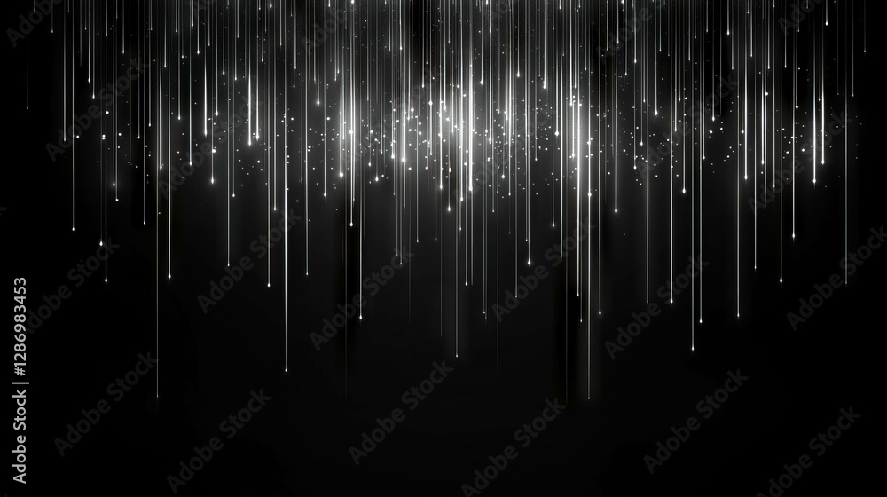 Poster dynamic light beams and sparkles on dark background for elegant designs