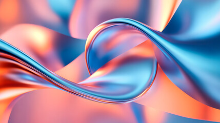 Naklejka premium Glossy Metallic Ribbons Twisting in a Minimalistic Space