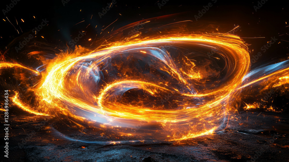 Poster fiery light trails creating dynamic and mesmerizing background
