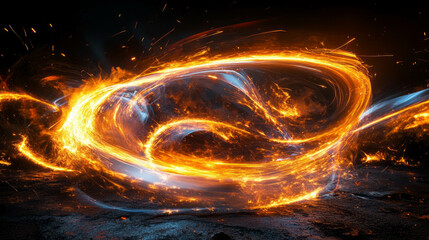 Fiery light trails creating dynamic and mesmerizing background