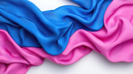 Draped blue and pink fabric, texture, closeup. Possible use textile catalog, fashion design