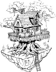 Fototapeta premium Small house built in trees