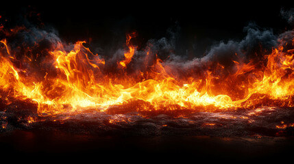 Fototapeta premium Fiery background with swirling smoke for dynamic designs and dramatic visuals