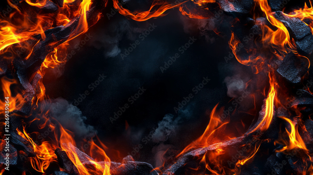 Aufkleber fiery flames with varied shapes in dynamic background for energy and heat concepts