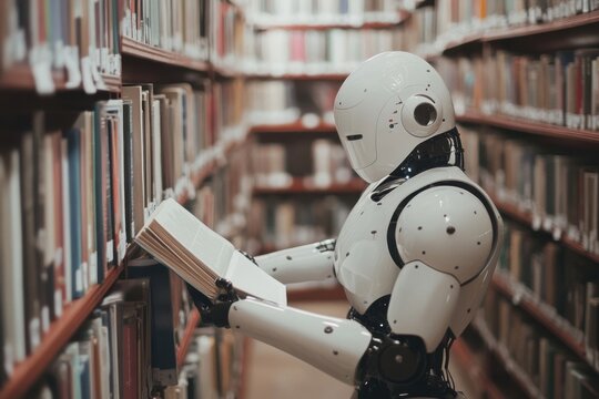 Exploration of knowledge in a quiet library by an advanced robotic assistant engaged in reading