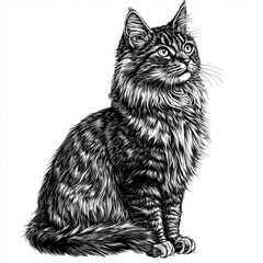 Maine Coon Cat Engraving