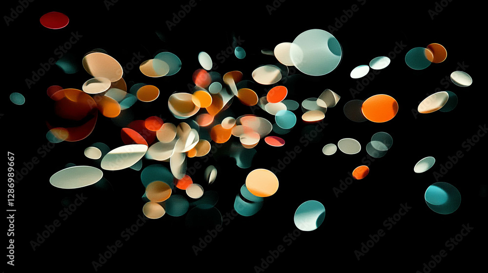 Poster vibrant abstract shapes on dark background for modern design concepts
