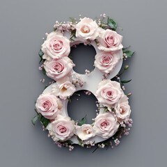 Floral Number 8 – Pink and White