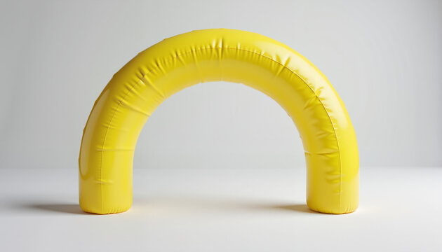Inflatable yellow arch on plain surface for events, marketing, or celebrations